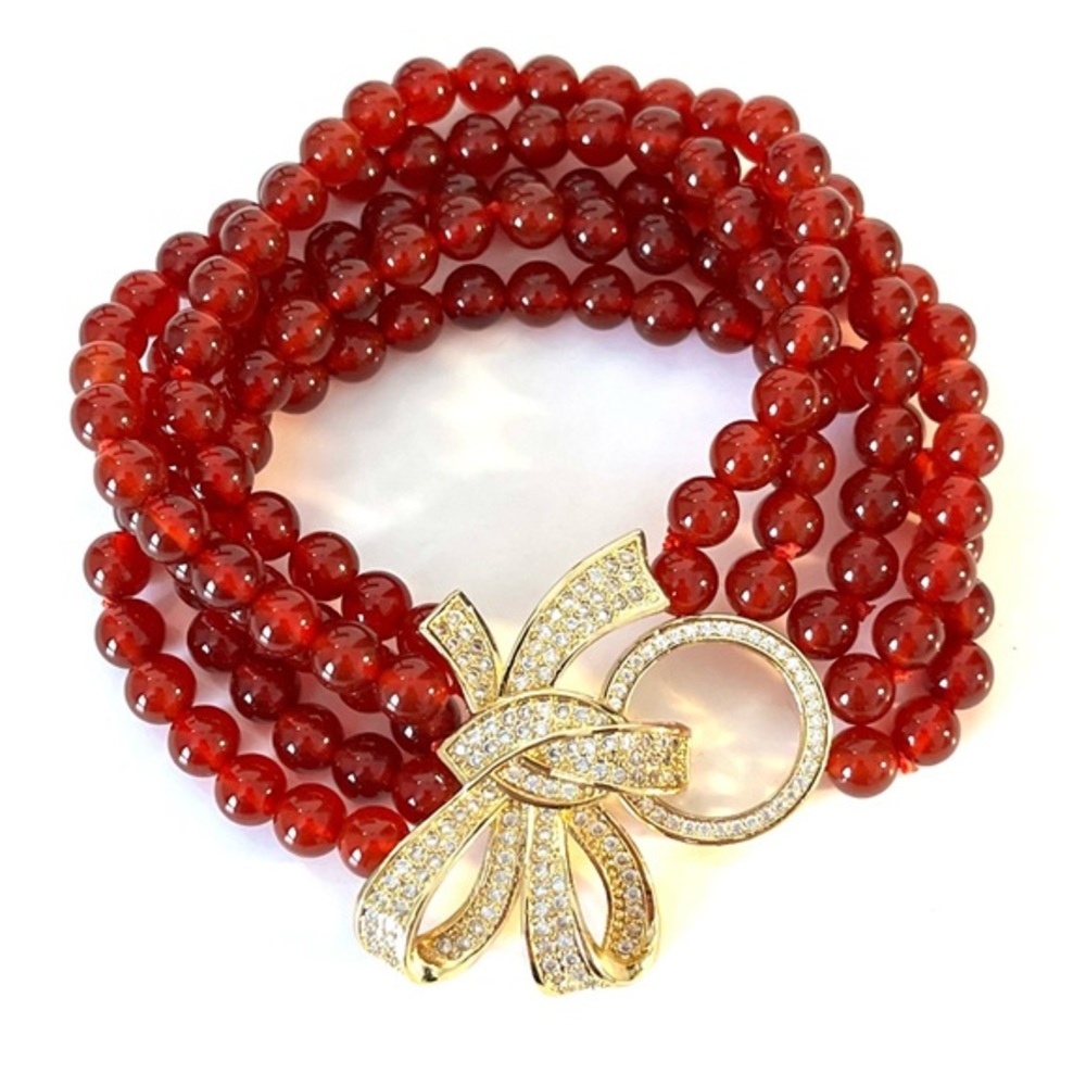 Beautiful 5 Row Genuine Red Jade Bracelet